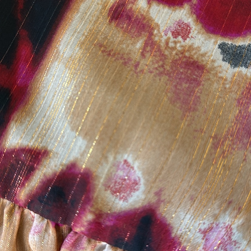 DKNY Maroons, tans, browns and black Tie-Dye Midi Dress - Picture 6 of 6